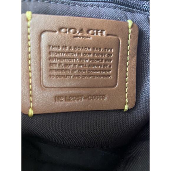 COACH Horse & Carriage Black Leather Gray Jacquard Satchel Elise Logo Bag - Picture 14 of 16